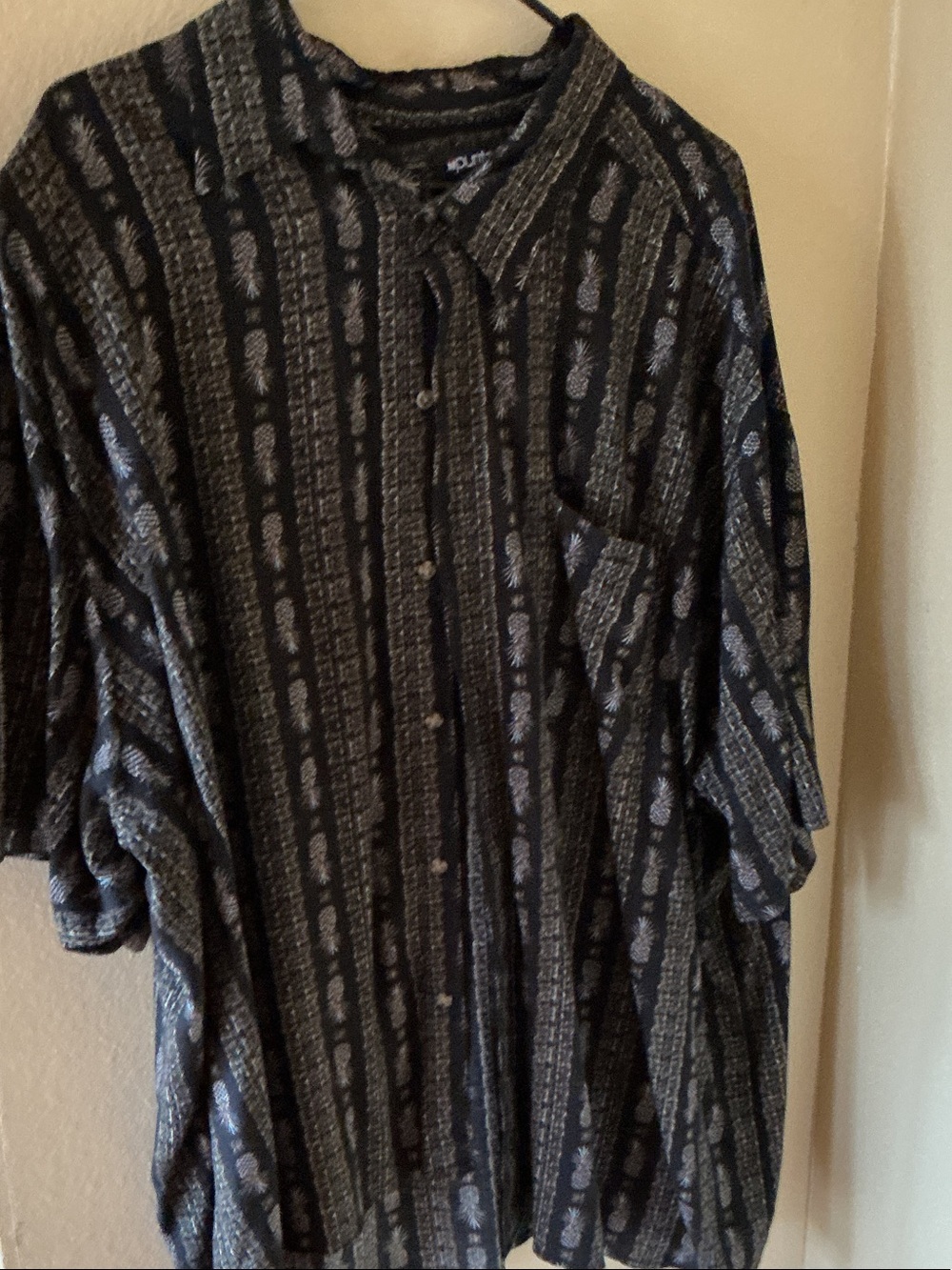Puritan Black Shirt with Beige Pineapple Motif
